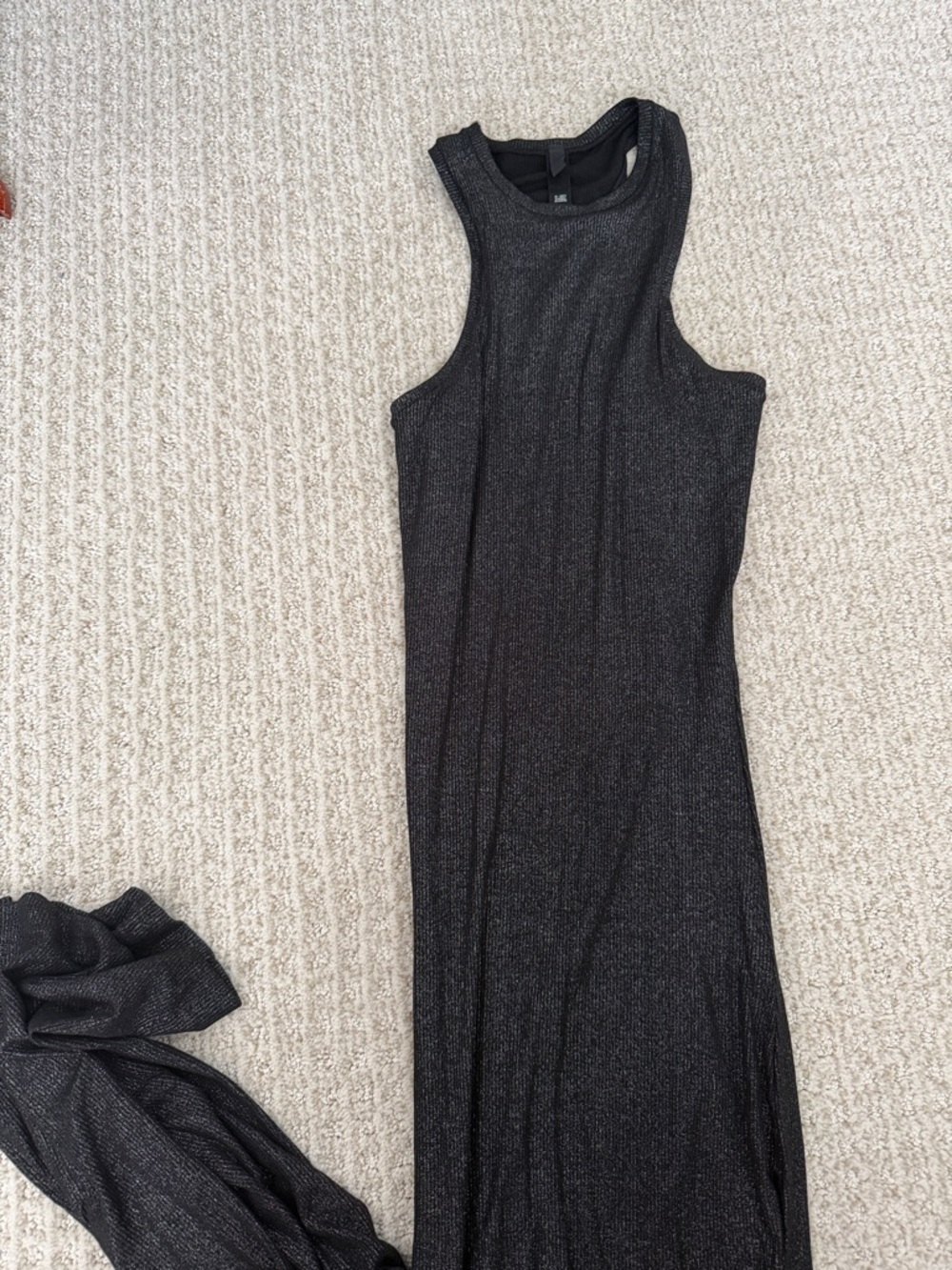 Sleeveless Black Metallic Maxi Dress